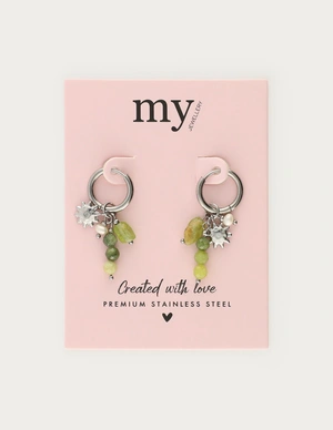 My Jewellery Earring small hoop green beads MJ12732