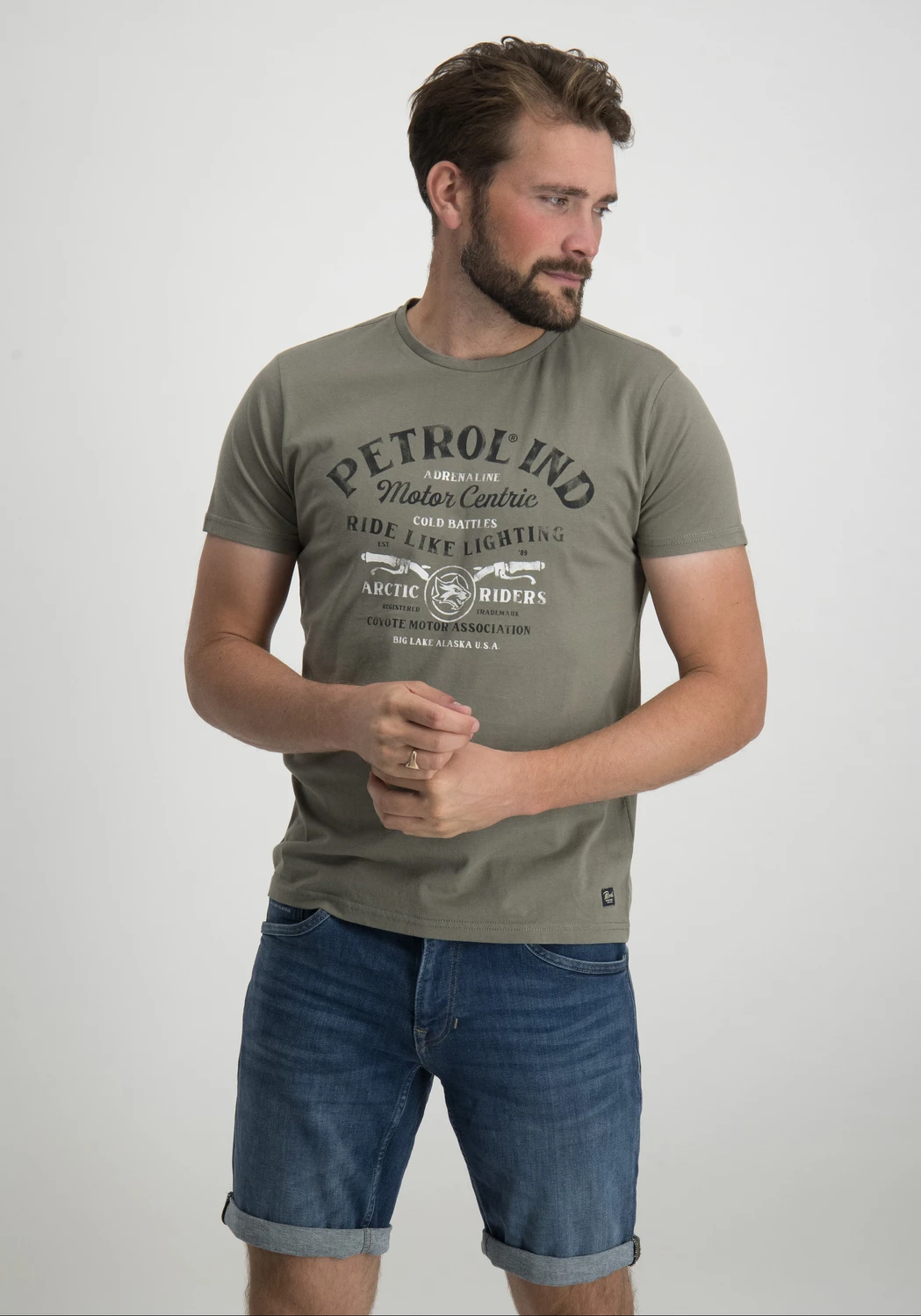 Petrol Men T Shirt SS Classic Print M 3040 TSR254 midden groen kopen bij The Stone