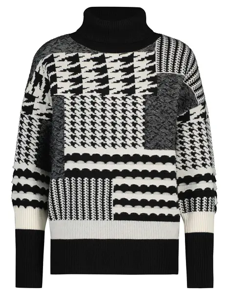 Tramontana Jumper Rollneck Jacquard Y08 10 601 zwart wit kopen bij The Stone